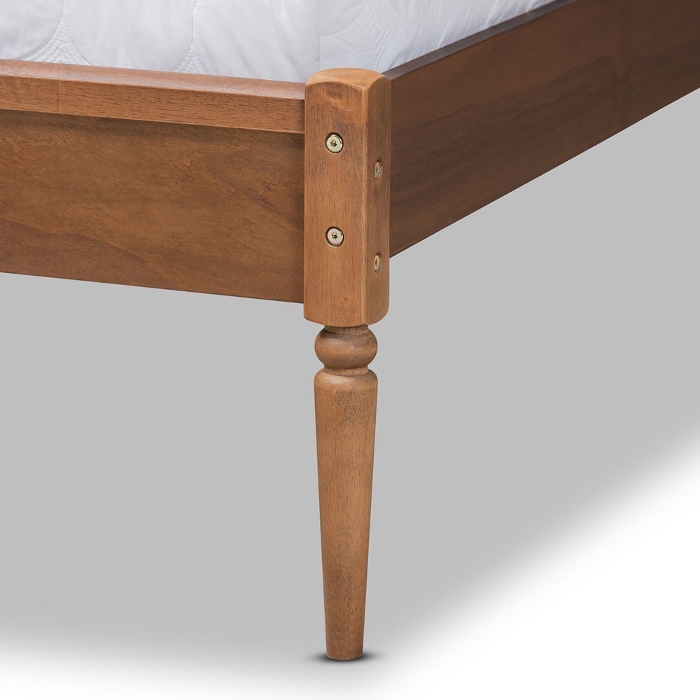 Diantha Dark Grey Fabric and Walnut Brown Finished Wood King Size Bed