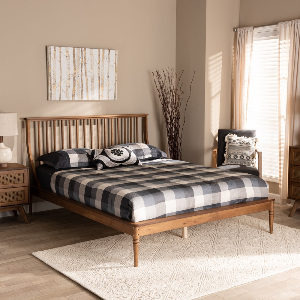 Abel Walnut Brown Finished Wood King Size Platform Bed