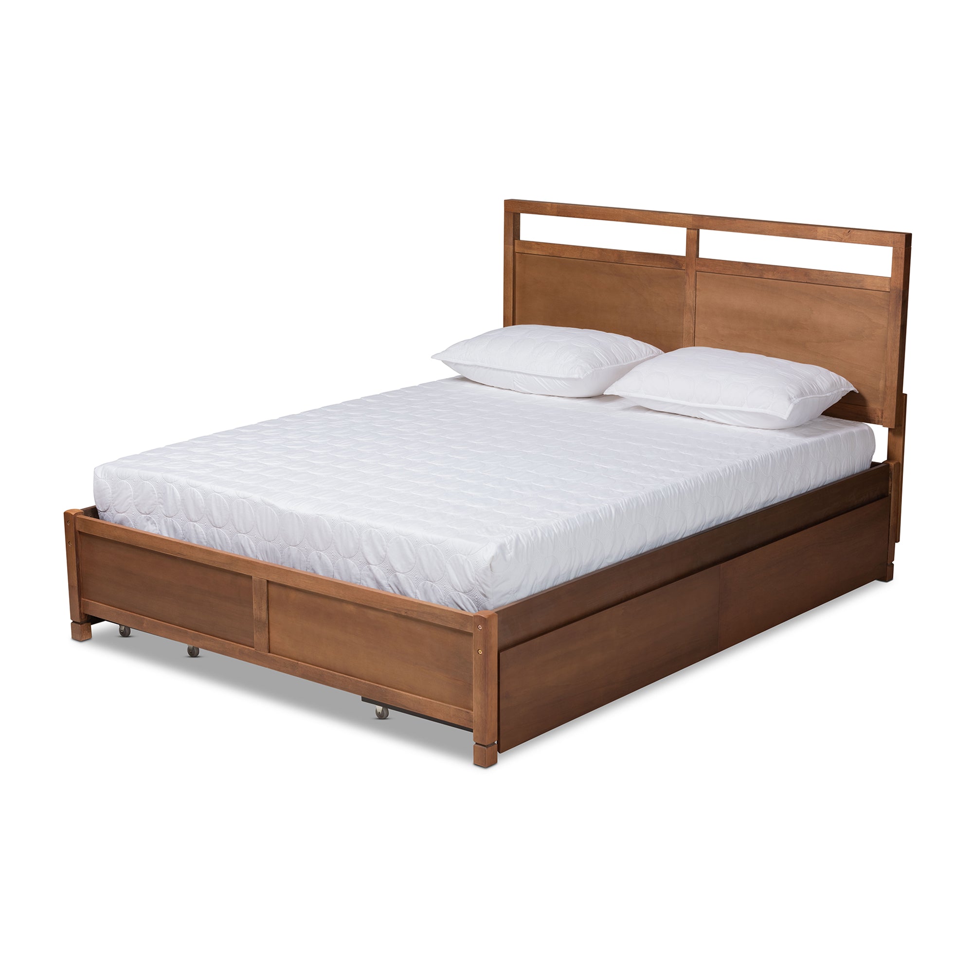 Saffron Walnut Brown Finished Wood King Size 4-Drawer Storage Bed