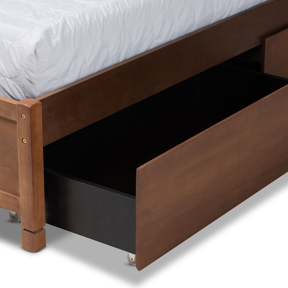 Saffron Walnut Brown Finished Wood King Size 4-Drawer Storage Bed