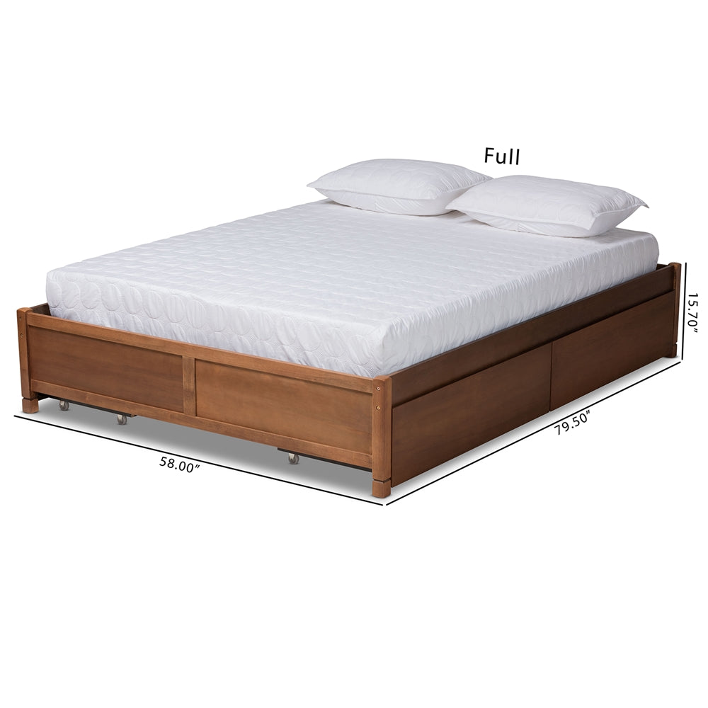 Yara Walnut Brown Finished Wood Full Size 4-Drawer Platform Storage Bed Frame