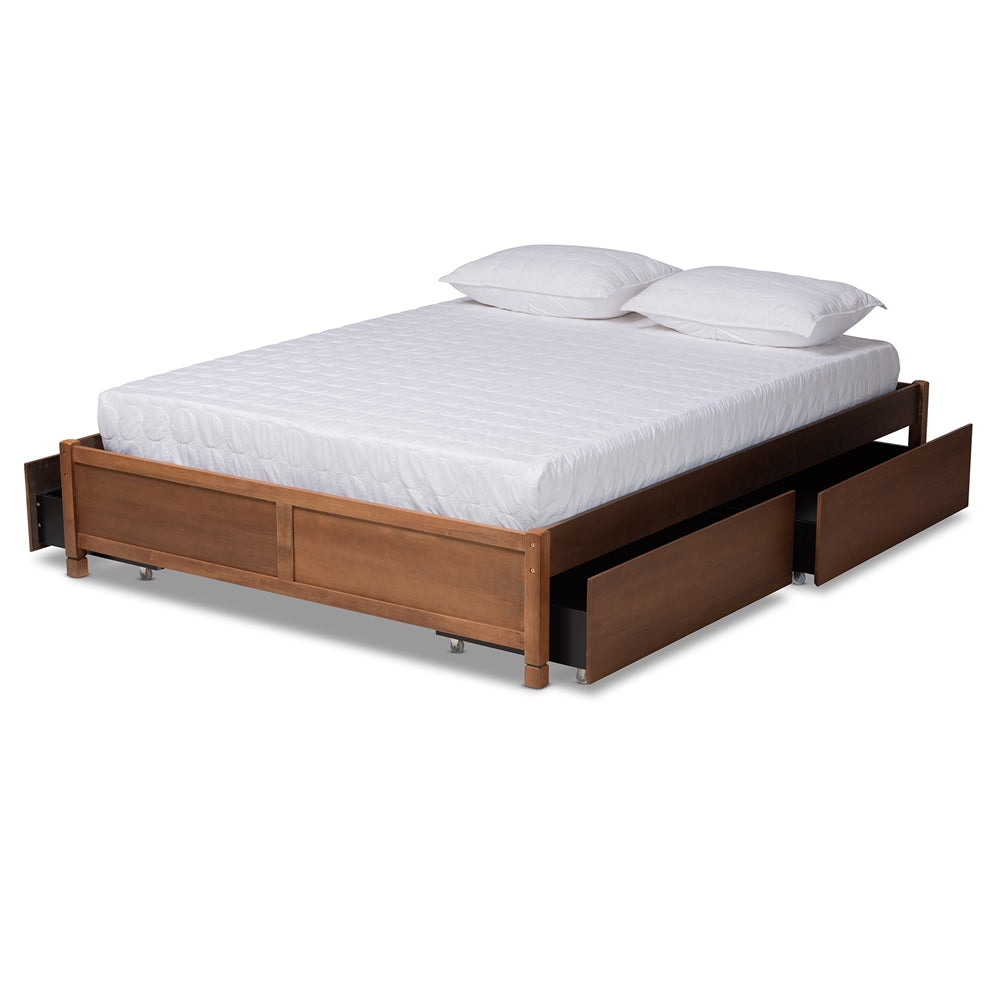 Yara Walnut Brown Finished Wood Full Size 4-Drawer Platform Storage Bed Frame