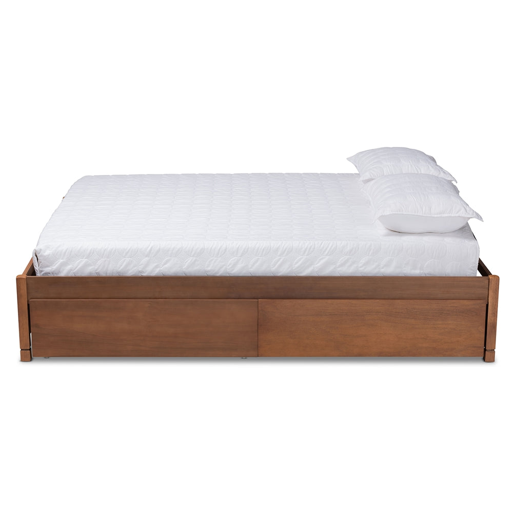 Yara Walnut Brown Finished Wood Full Size 4-Drawer Platform Storage Bed Frame