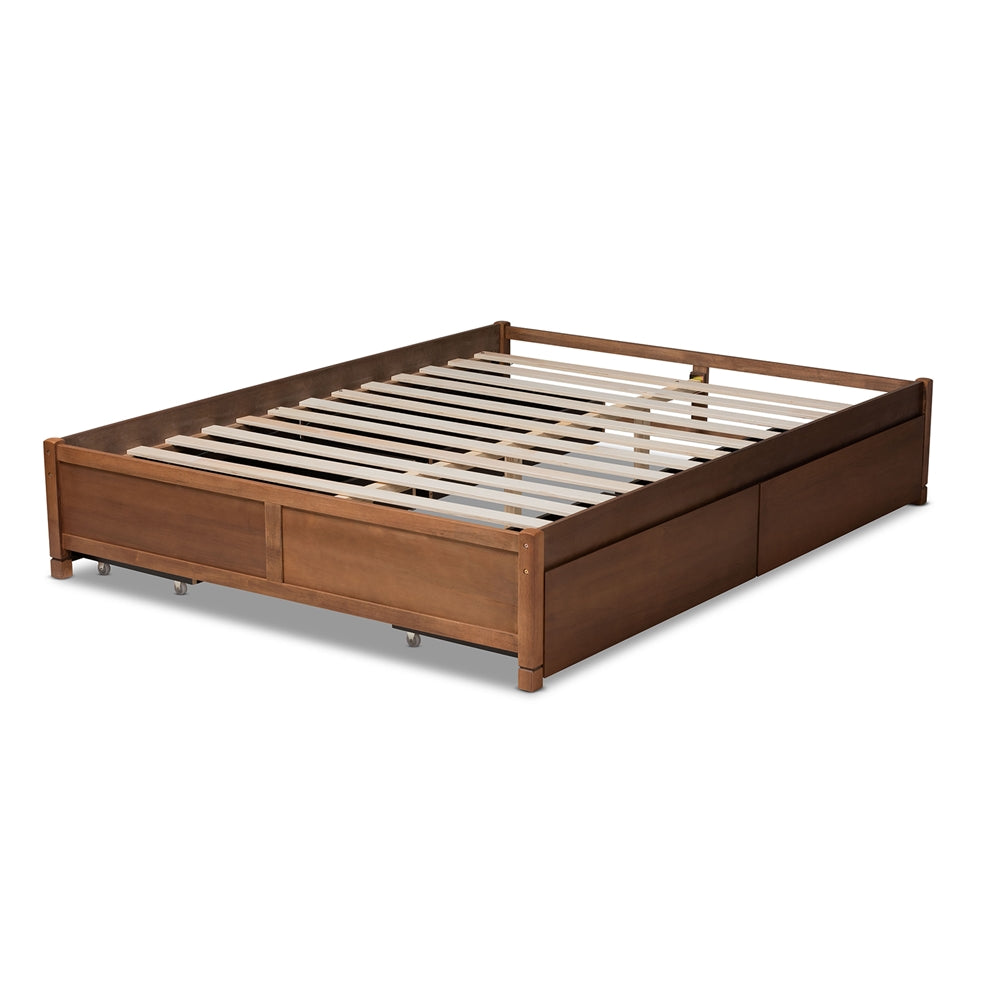 Yara Walnut Brown Finished Wood Full Size 4-Drawer Platform Storage Bed Frame