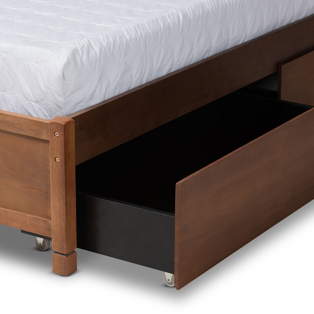 Yara Walnut Brown Finished Wood Full Size 4-Drawer Platform Storage Bed Frame