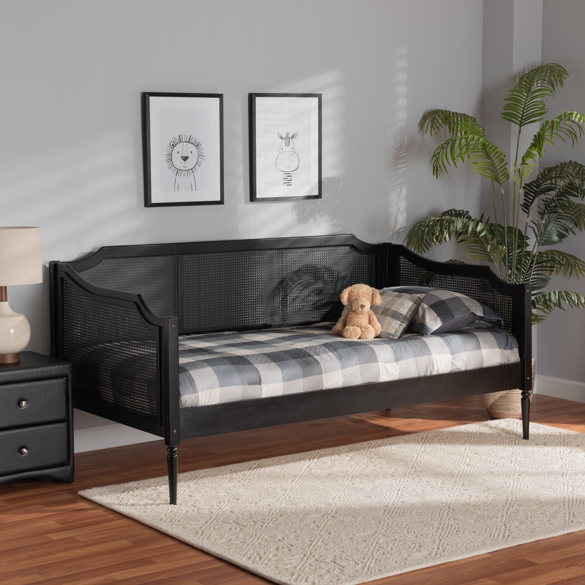 Hancock Charcoal Finished Wood and Synthetic Rattan Twin Size Daybed