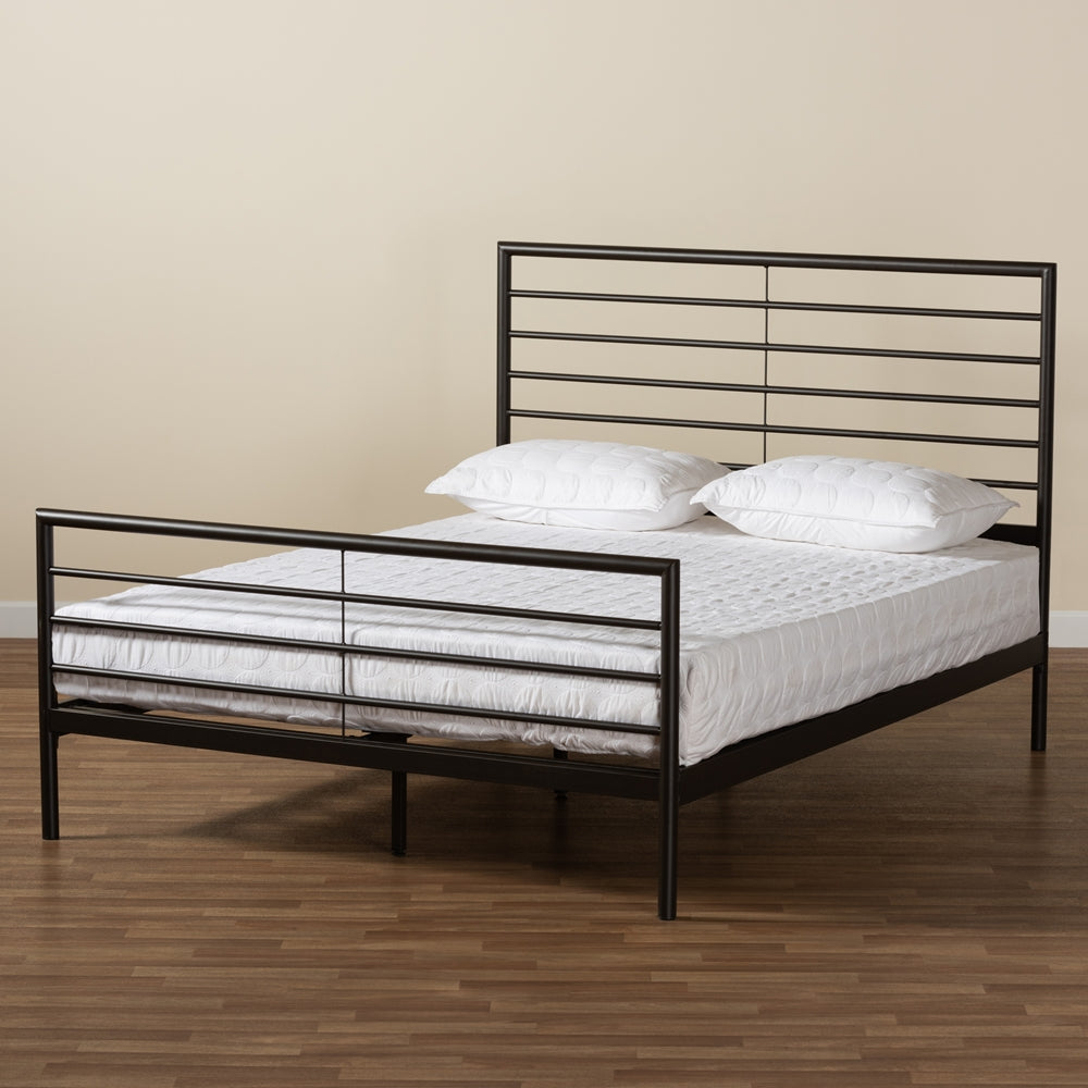 Alva Industrial Black Finished Metal Full Size Platform Bed