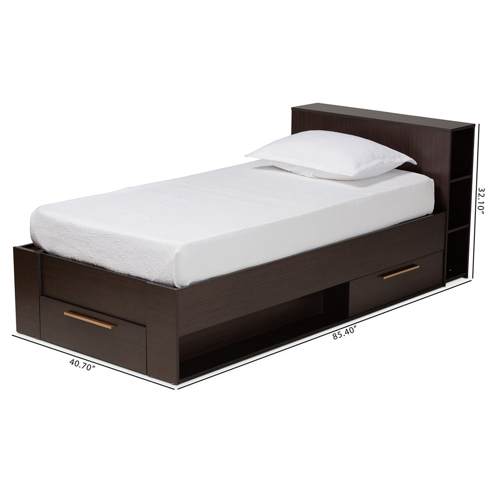 Carlson Espresso Brown Finished Wood Twin Size 3-Drawer Platform Storage Bed