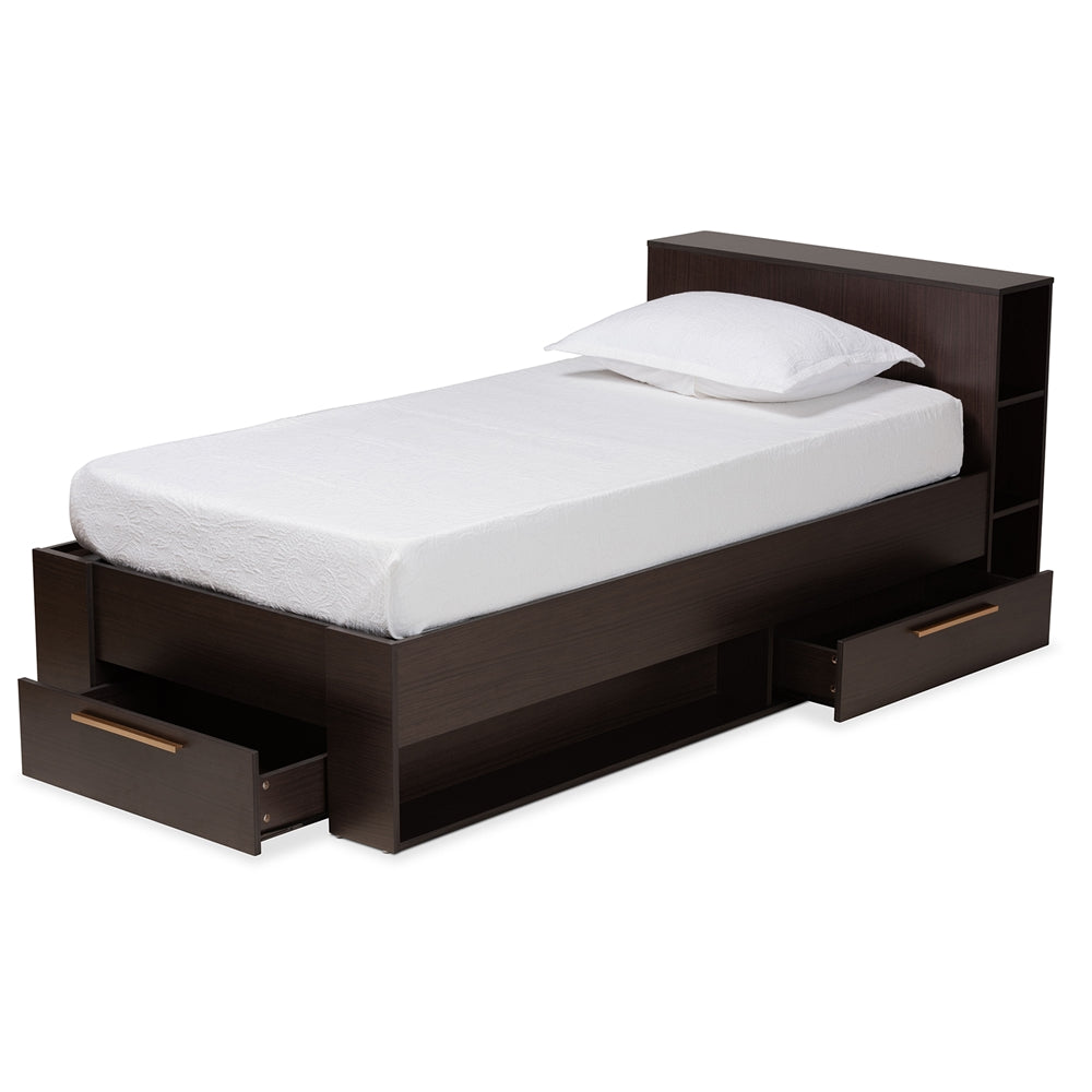 Carlson Espresso Brown Finished Wood Twin Size 3-Drawer Platform Storage Bed