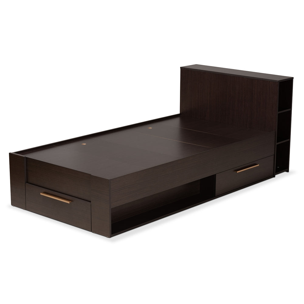 Carlson Espresso Brown Finished Wood Twin Size 3-Drawer Platform Storage Bed