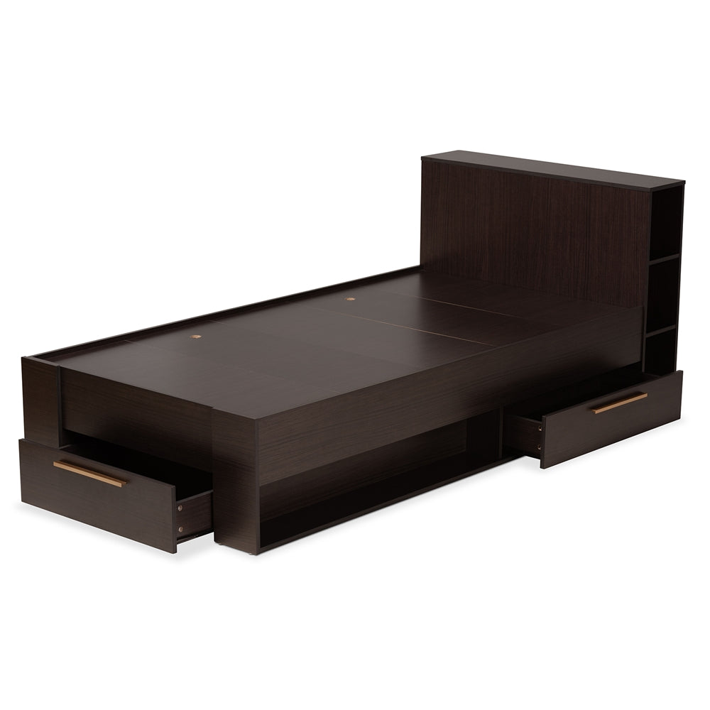 Carlson Espresso Brown Finished Wood Twin Size 3-Drawer Platform Storage Bed