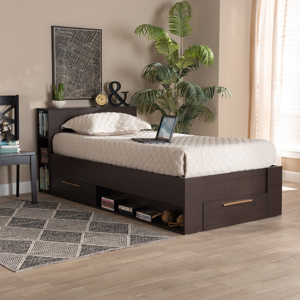 Carlson Espresso Brown Finished Wood Twin Size 3-Drawer Platform Storage Bed