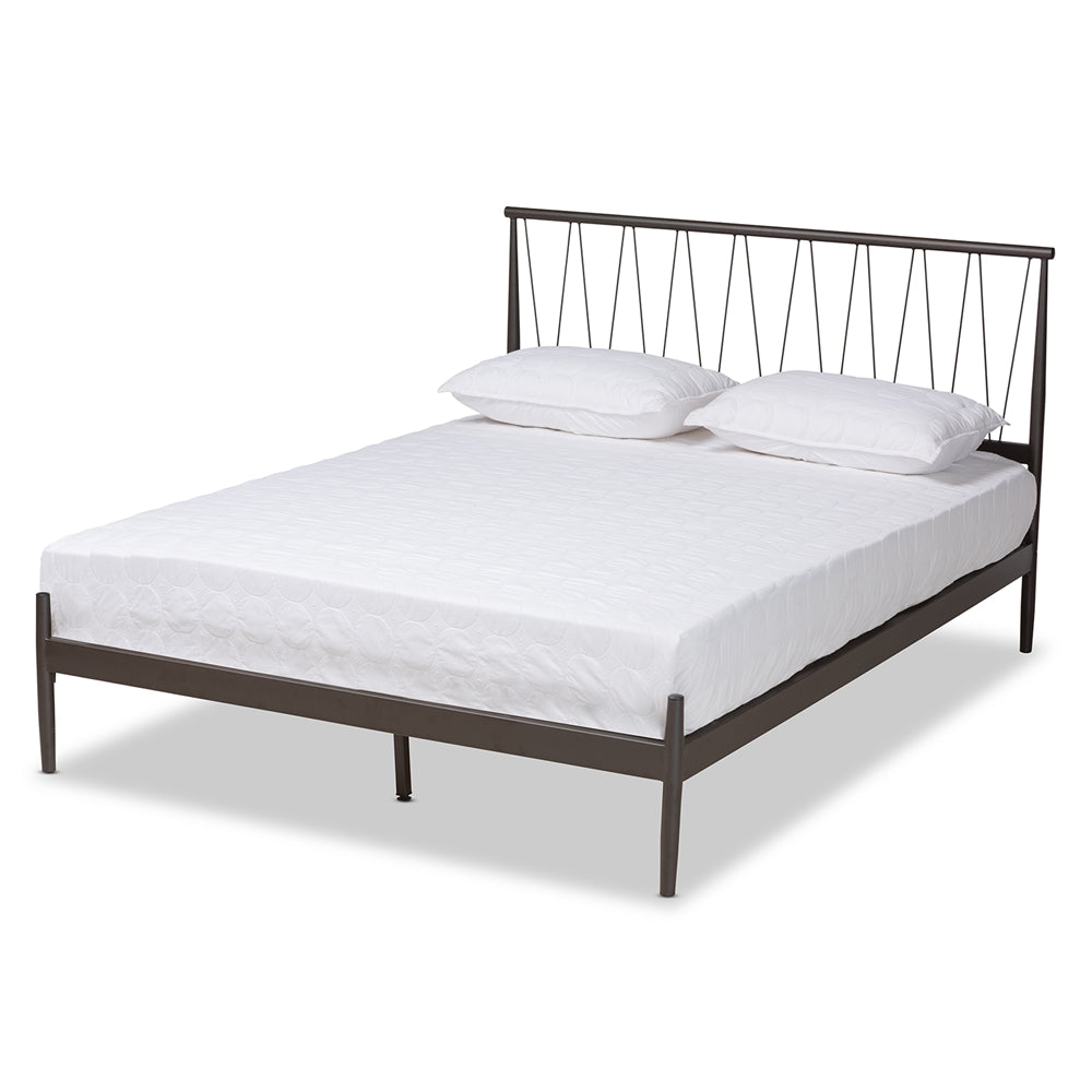 Samir Modern Industrial Black Finished Metal Full Size Platform Bed