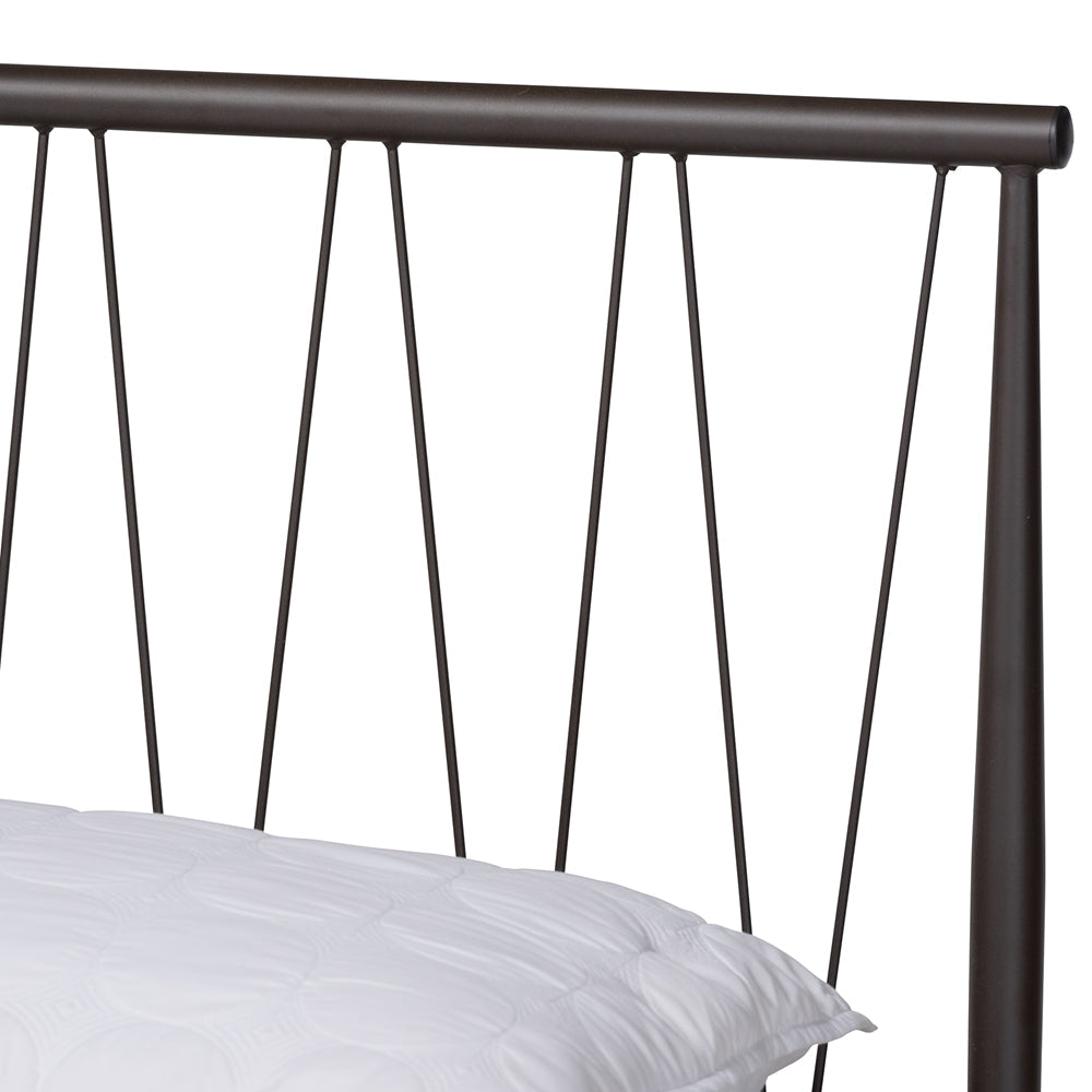 Samir Modern Industrial Black Finished Metal Full Size Platform Bed