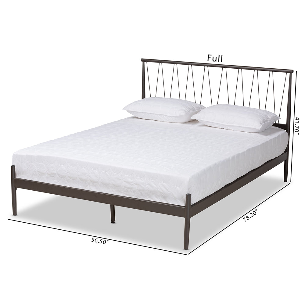 Samir Modern Industrial Black Finished Metal Full Size Platform Bed