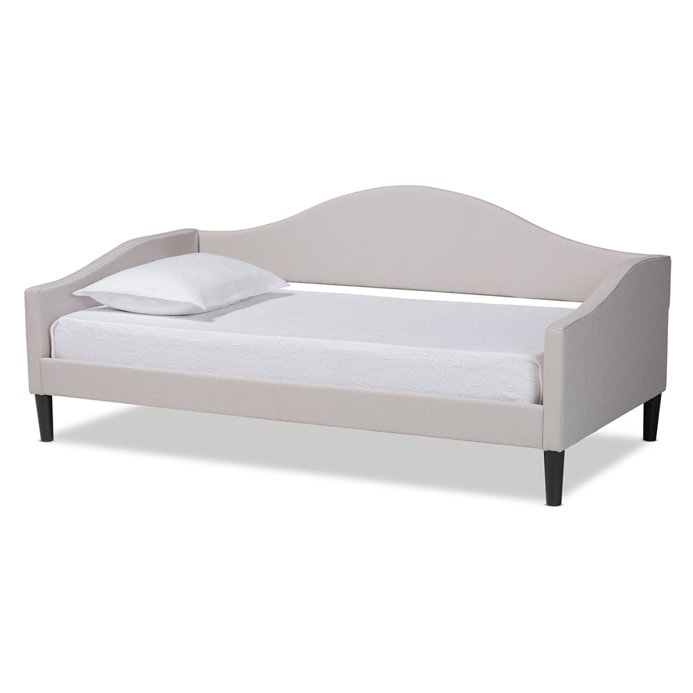 Milligan Beige Fabric And Dark Brown Finished Wood Twin Size Daybed