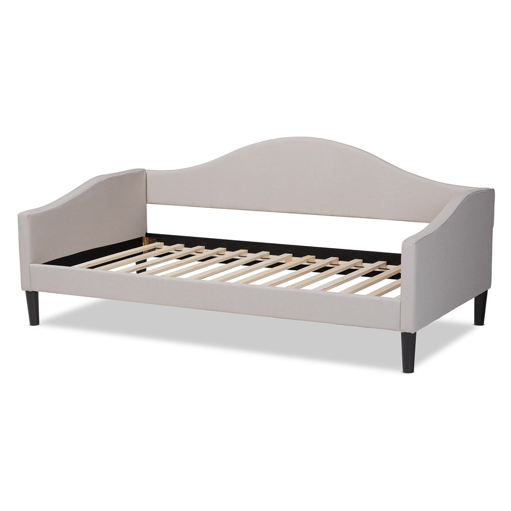 Milligan Beige Fabric And Dark Brown Finished Wood Twin Size Daybed