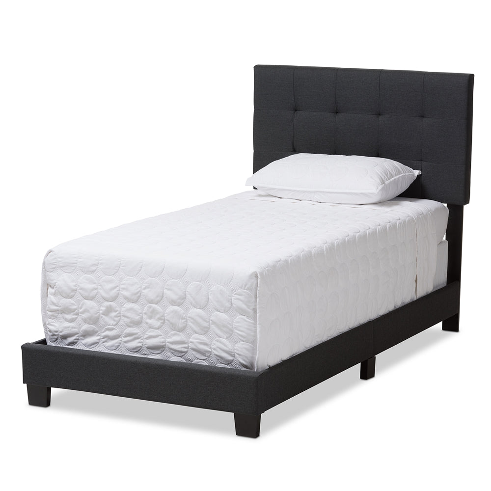 Brookfield Charcoal Grey Fabric Twin Size Bed