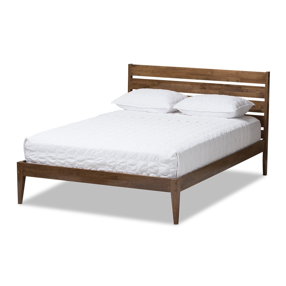 Elmdon Solid Walnut Wood Slatted Headboard Style King Size Platform Bed