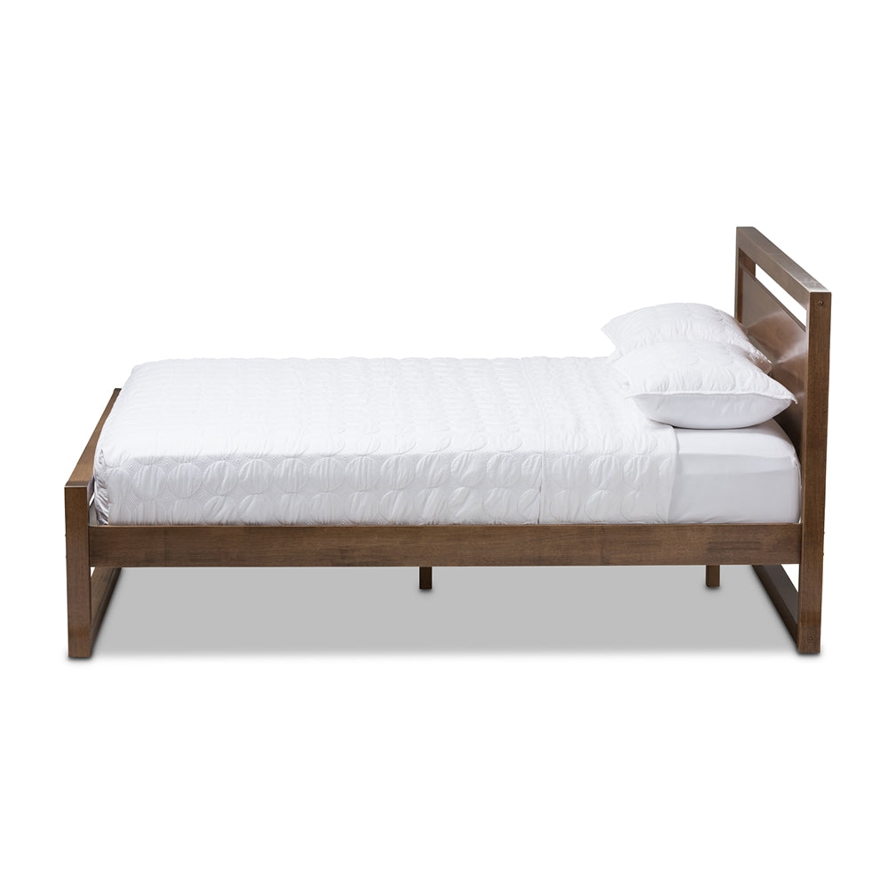 Torino Solid Walnut Wood Open Frame Style King Size Platform Bed