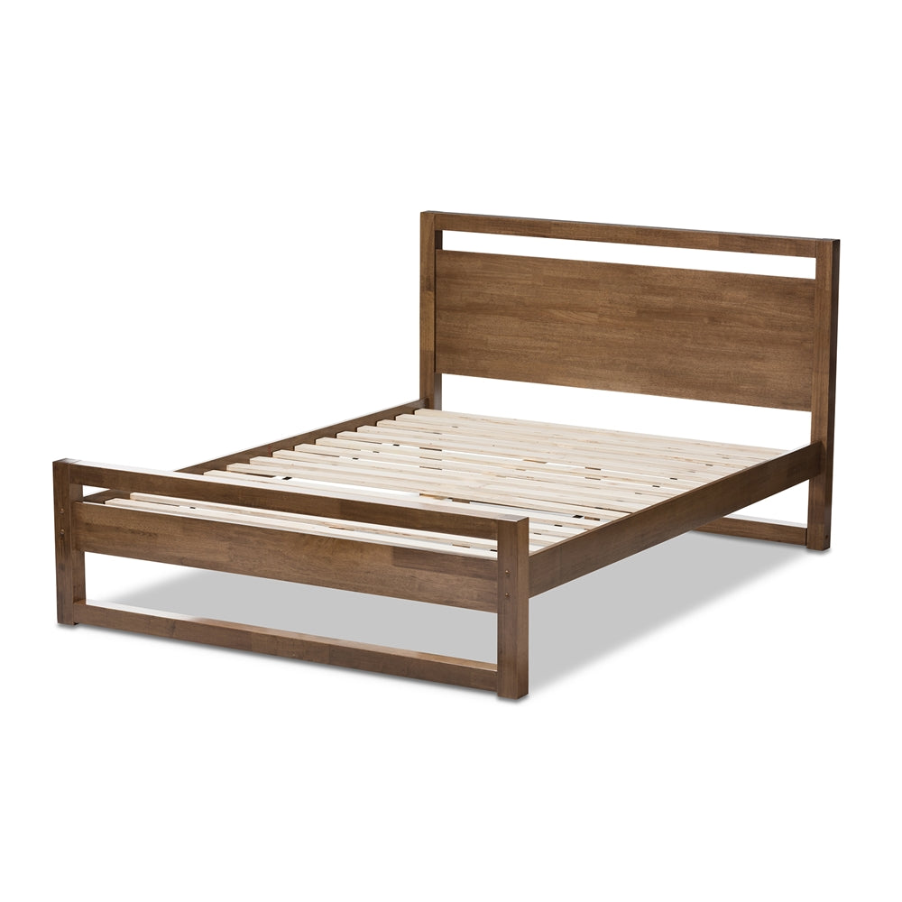 Torino Solid Walnut Wood Open Frame Style King Size Platform Bed