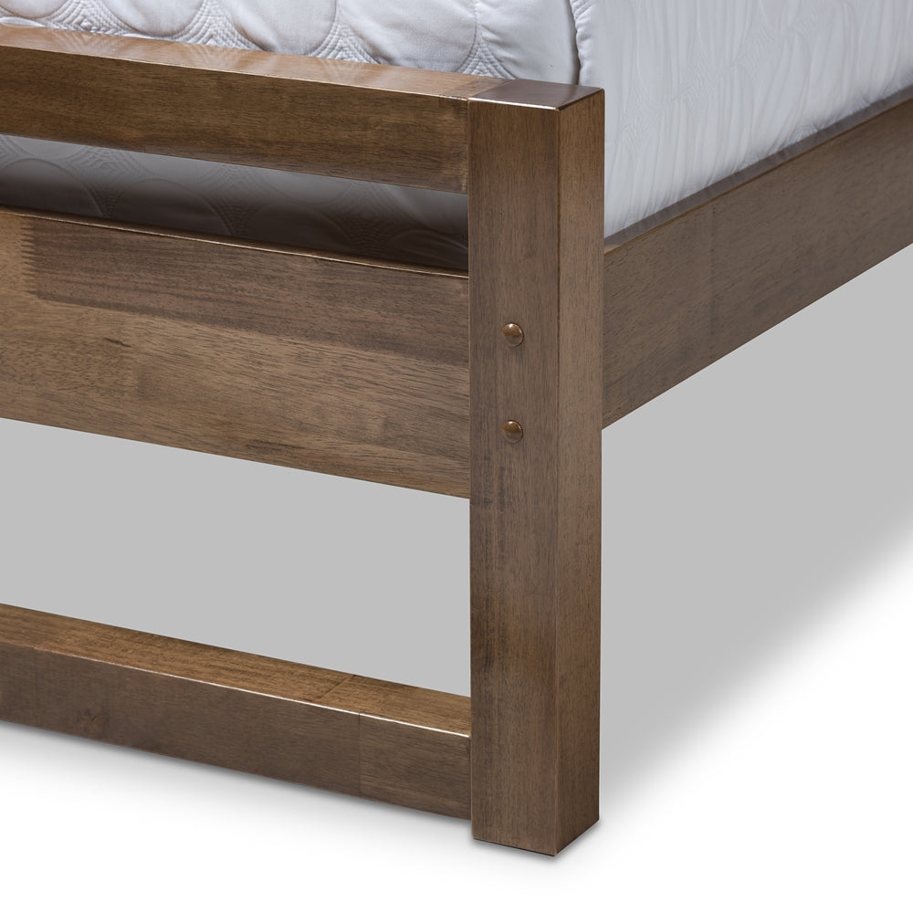 Torino Solid Walnut Wood Open Frame Style King Size Platform Bed