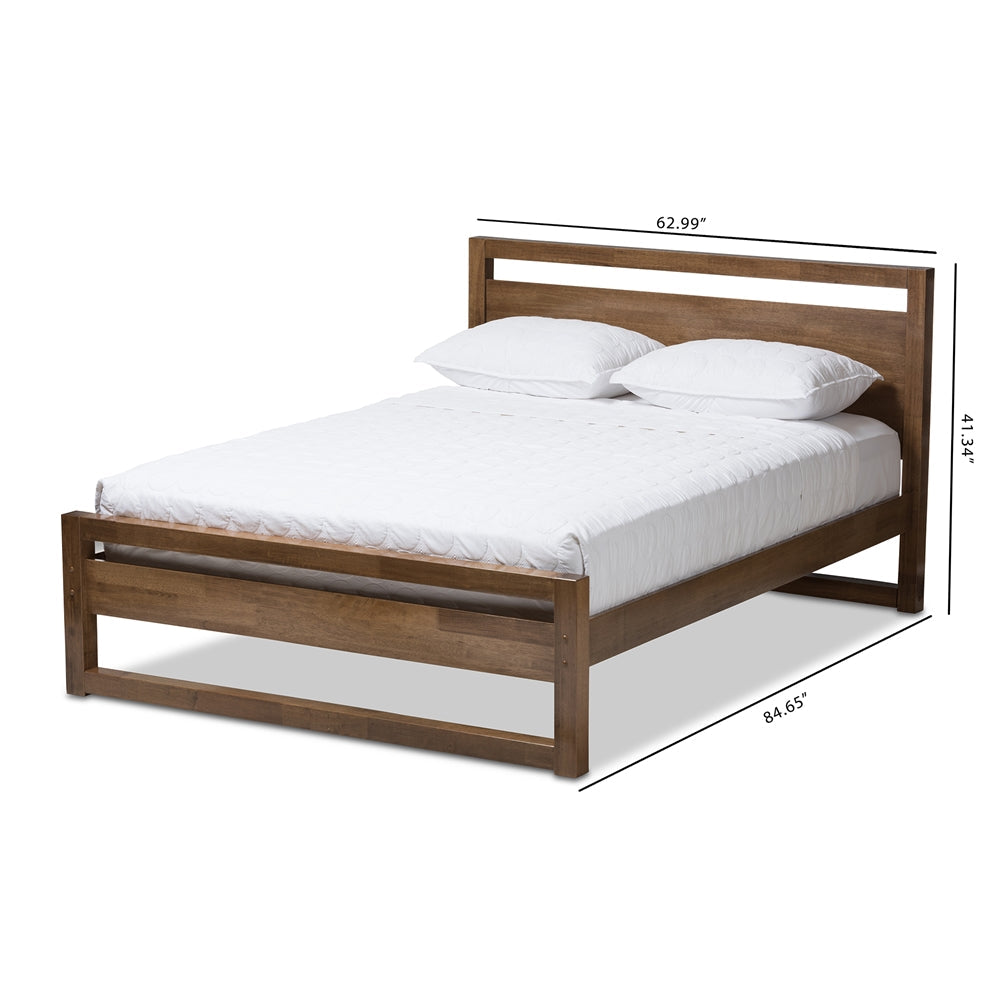 Torino Solid Walnut Wood Open Frame Style King Size Platform Bed