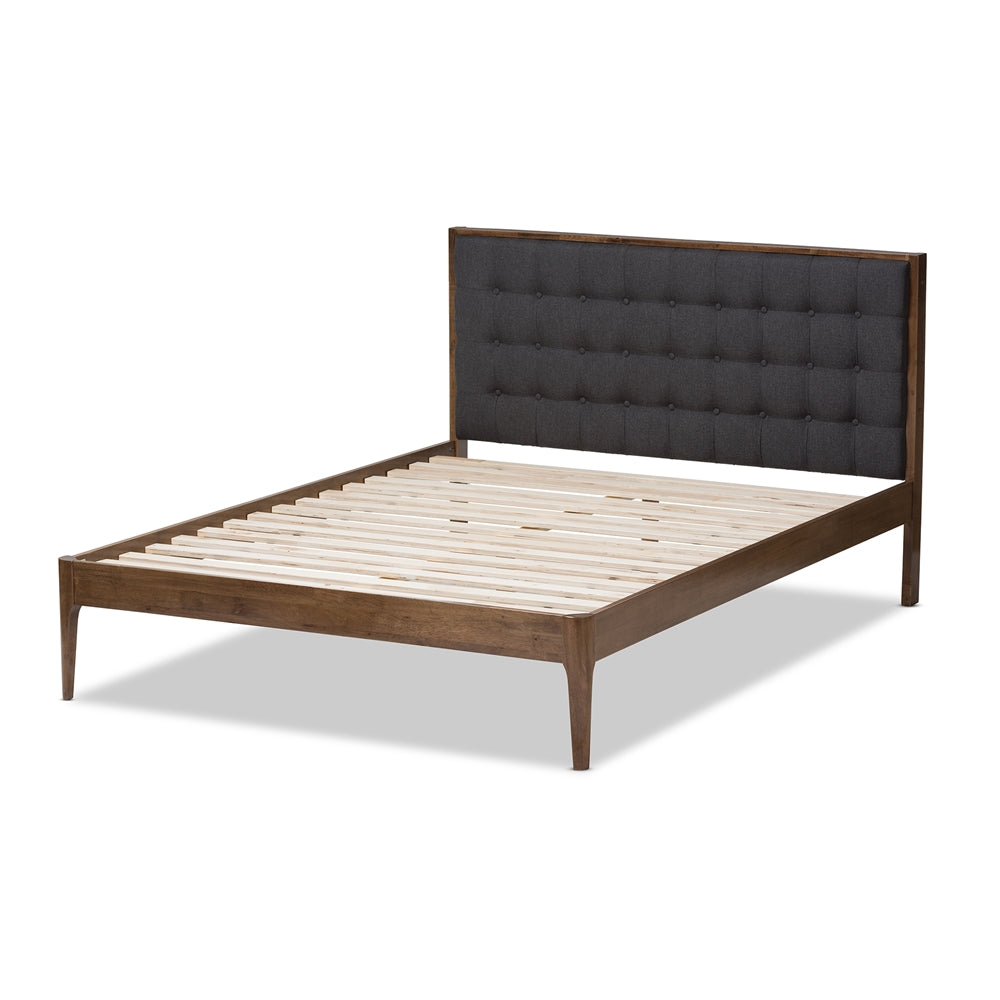 Jupiter Grey Fabric Upholstered Button-Tufted King Size Platform Bed