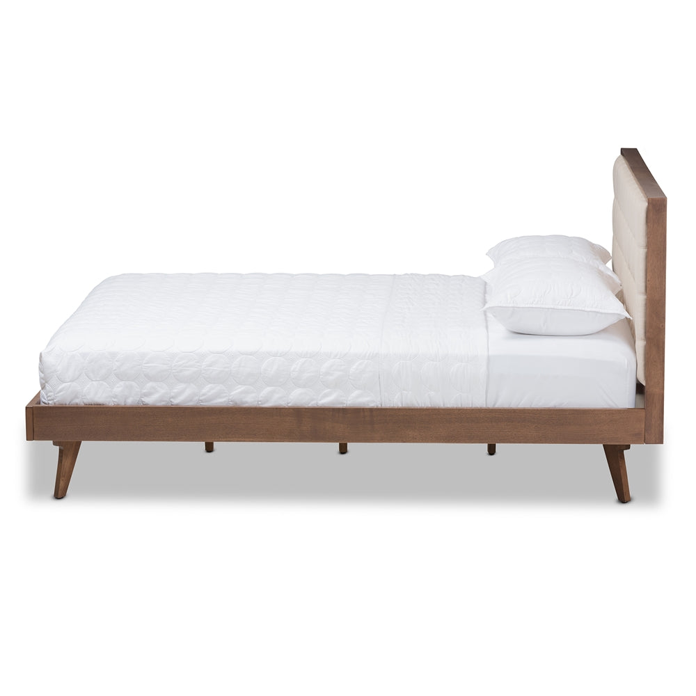 Soloman Lightand Walnut Brown Finished Wood Queen Size Platform Bed