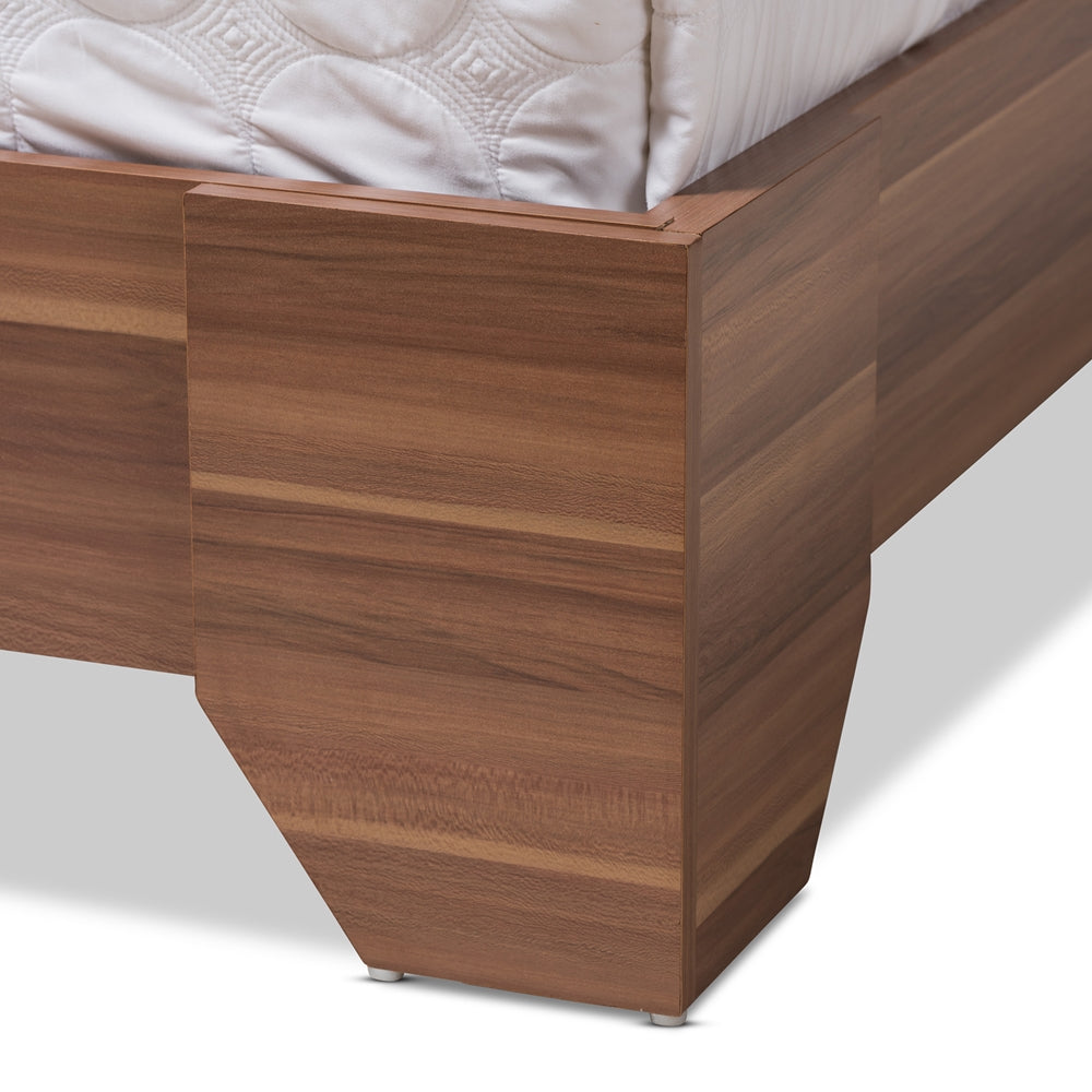 Vanda Two-Tone Walnut And Black Wood Queen Size Platform Bed