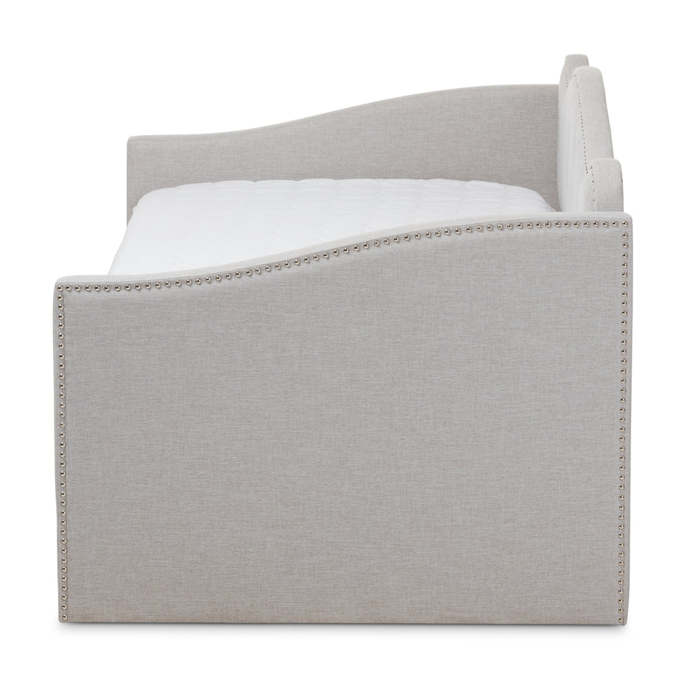 Kaija Greyish Beige Fabric Daybed with Trundle