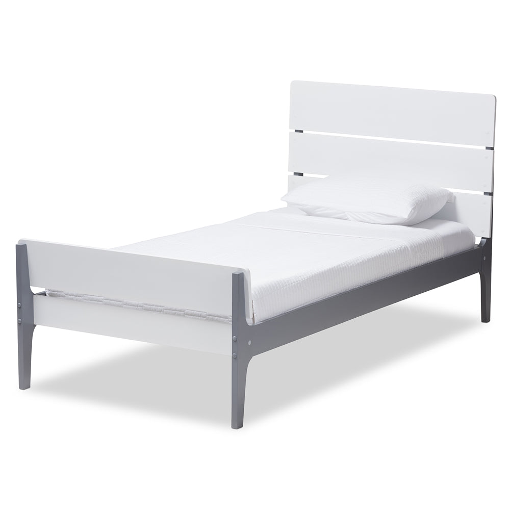 Nereida Classic Mission White And Dark Grey-Finished Wood Twin Platform Bed