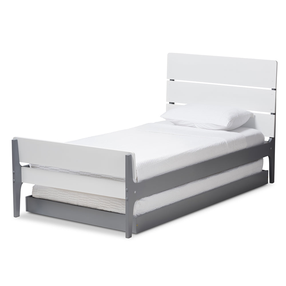 Nereida Style White And Grey-Finished Wood Twin Platform Bed