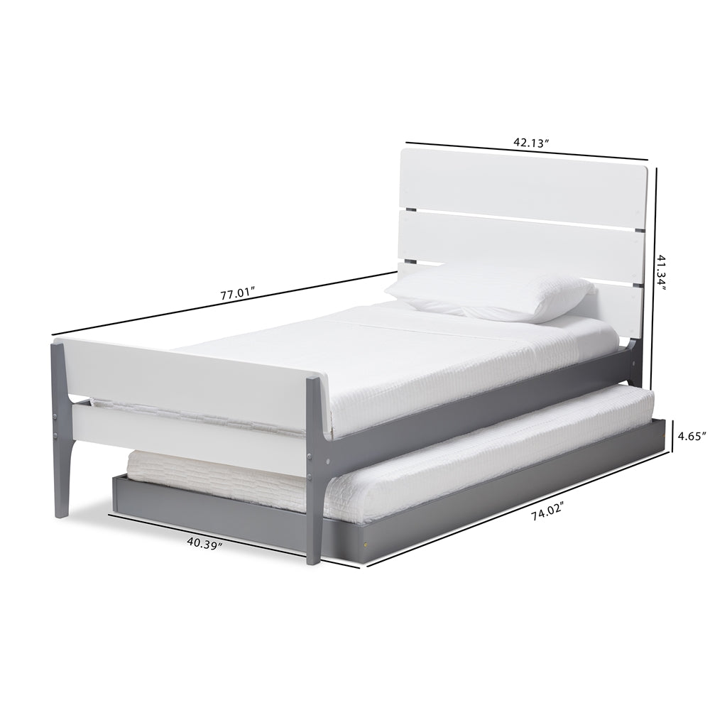 Nereida Style White And Grey-Finished Wood Twin Platform Bed