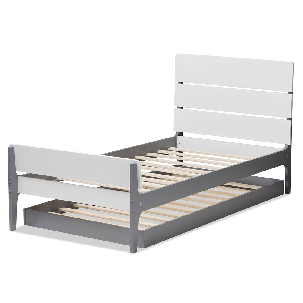 Nereida Style White And Grey-Finished Wood Twin Platform Bed