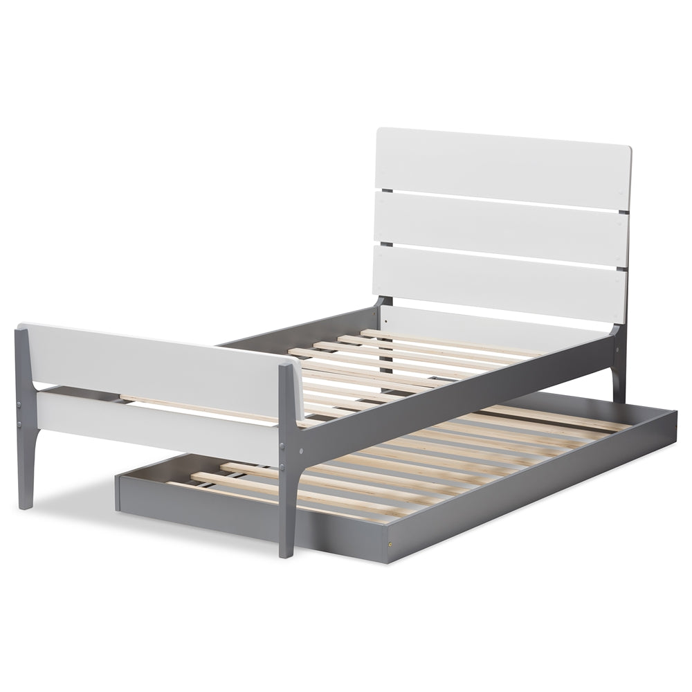 Nereida Style White And Grey-Finished Wood Twin Platform Bed