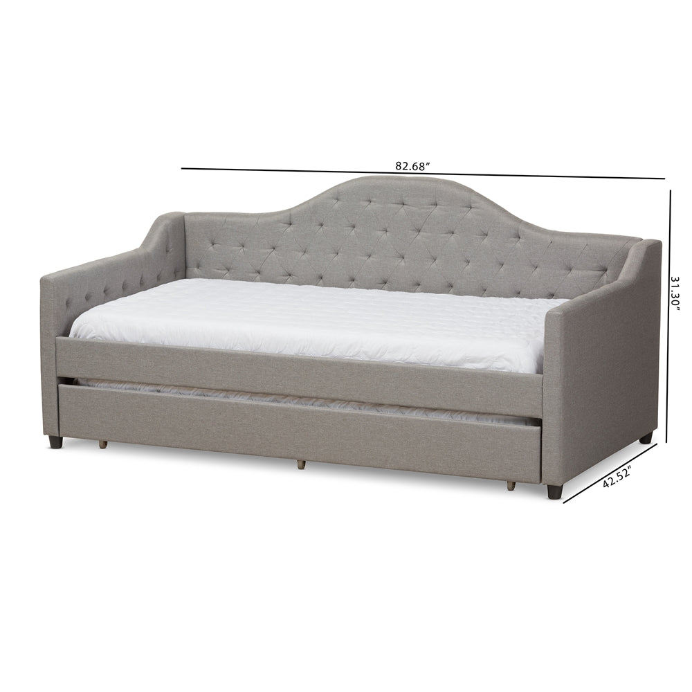 Perry Light Grey Fabric Daybed with Trundle