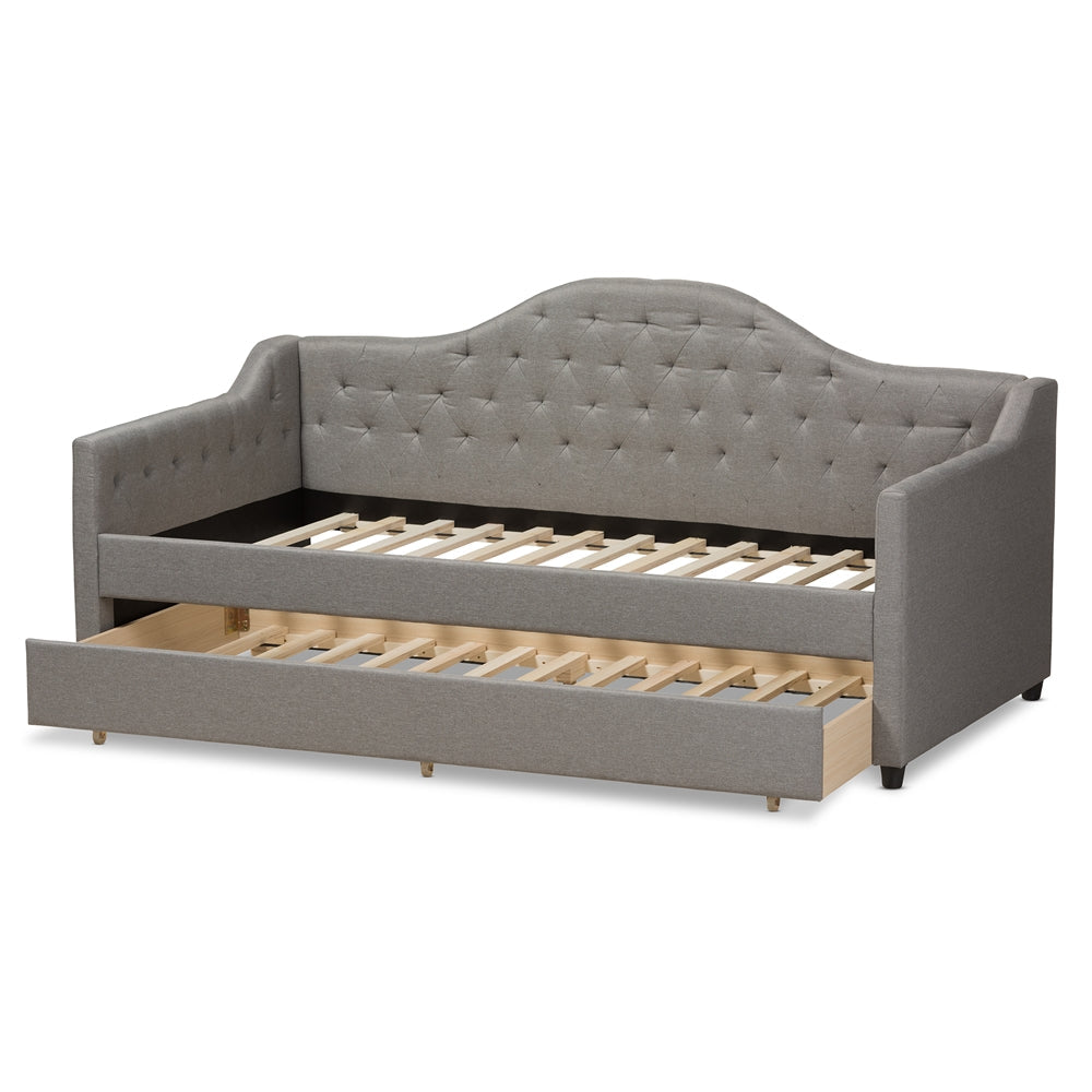 Perry Light Grey Fabric Daybed with Trundle