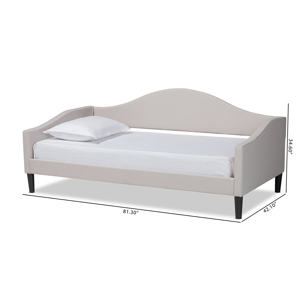 Milligan Beige Fabric And Dark Brown Finished Wood Twin Size Daybed