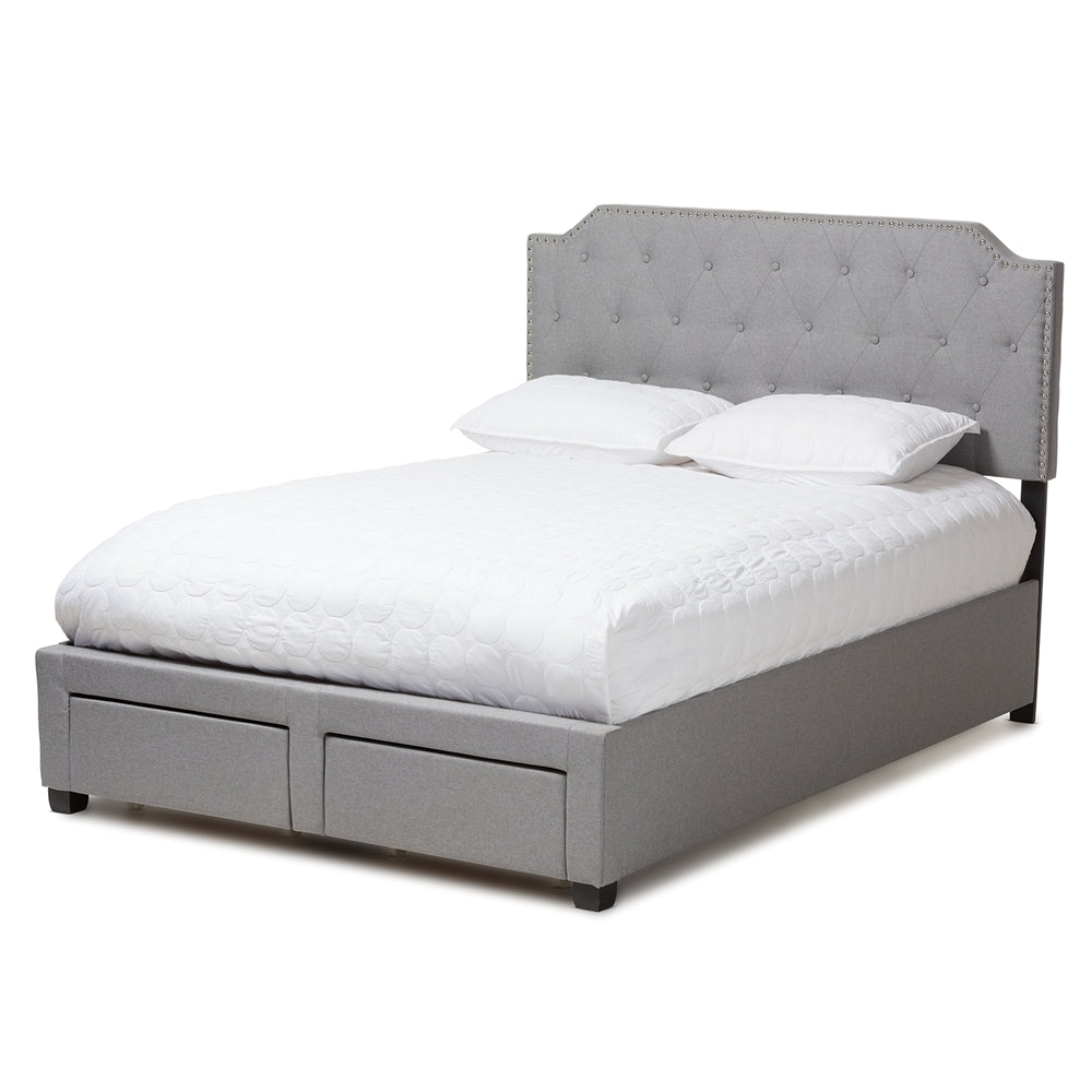 Aubrianne Grey Fabric Upholstered Queen Storage Bed