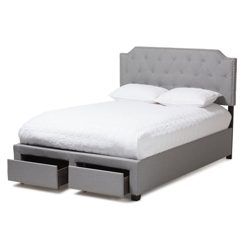 Aubrianne Grey Fabric Upholstered Queen Storage Bed