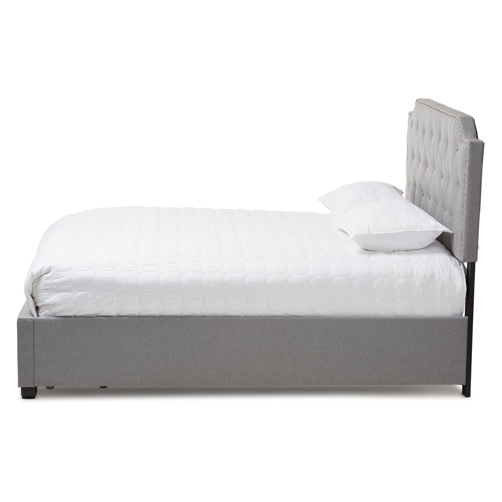 Aubrianne Grey Fabric Upholstered Queen Storage Bed