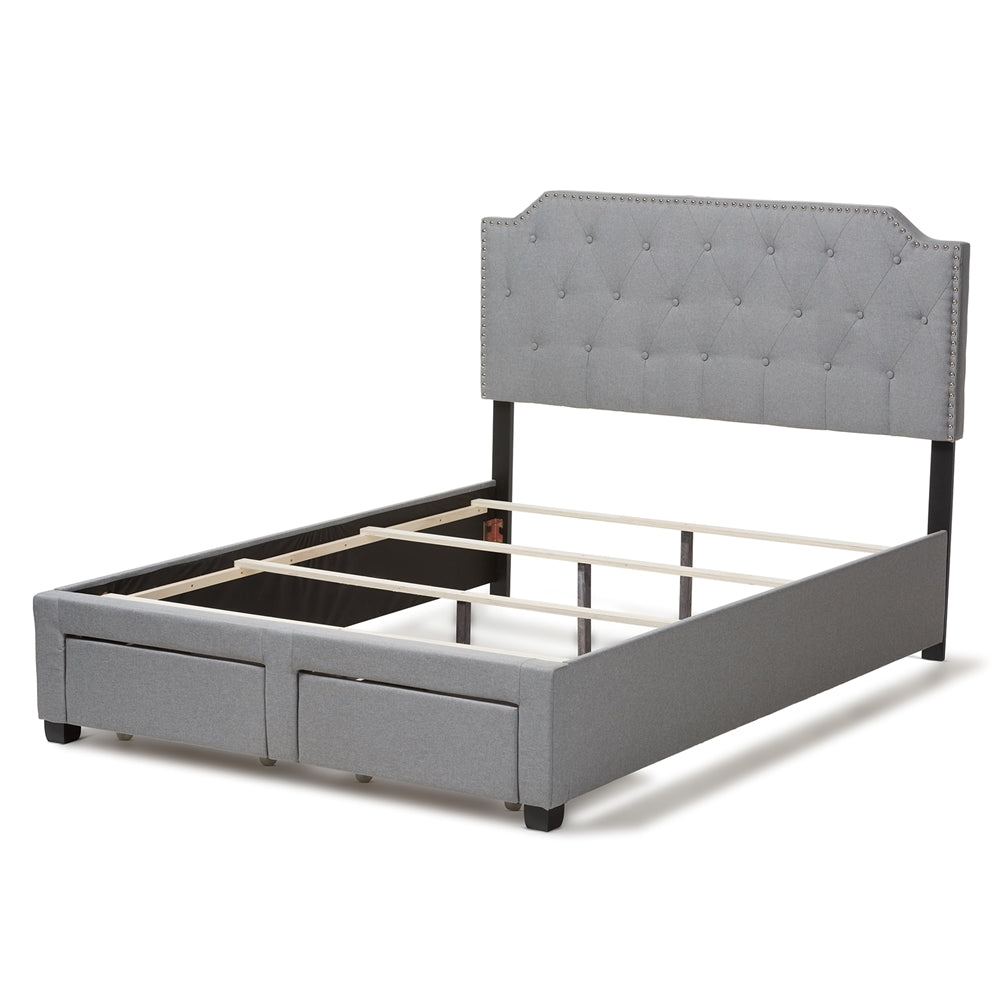 Aubrianne Grey Fabric Upholstered Queen Storage Bed