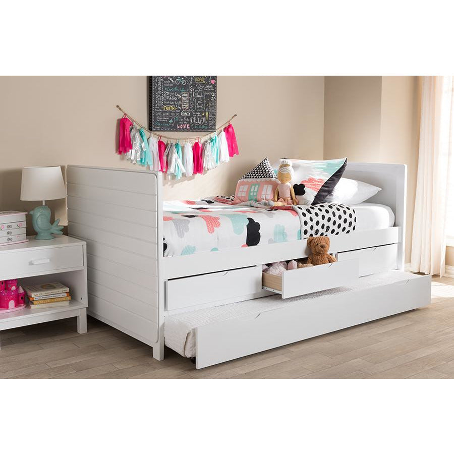 Linna White-Finished Daybed with Trundle