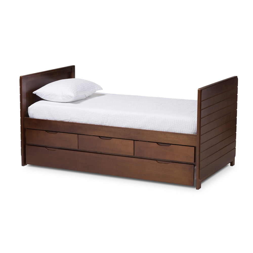 Linna Walnut Brown-Finished Daybed with Trundle