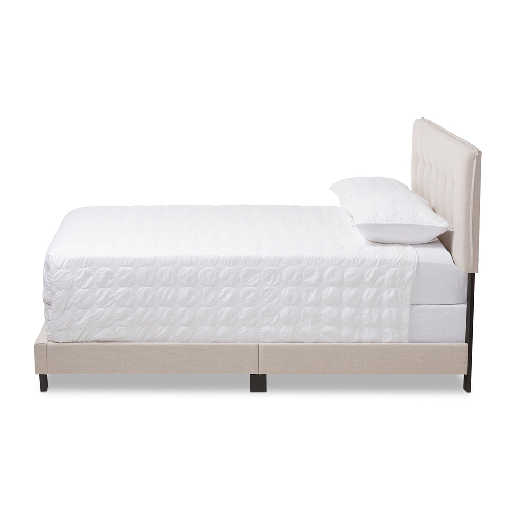 Audrey Light Beige Fabric Upholstered King Size Bed