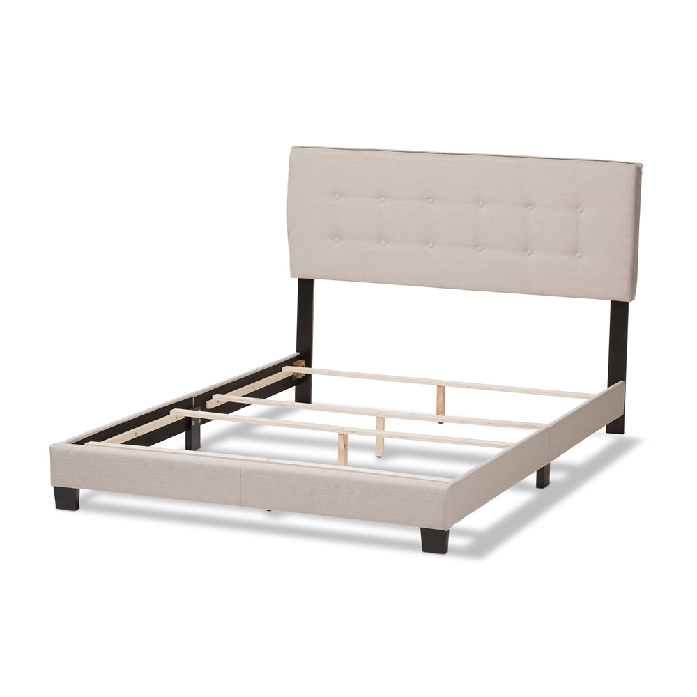 Audrey Light Beige Fabric Upholstered King Size Bed