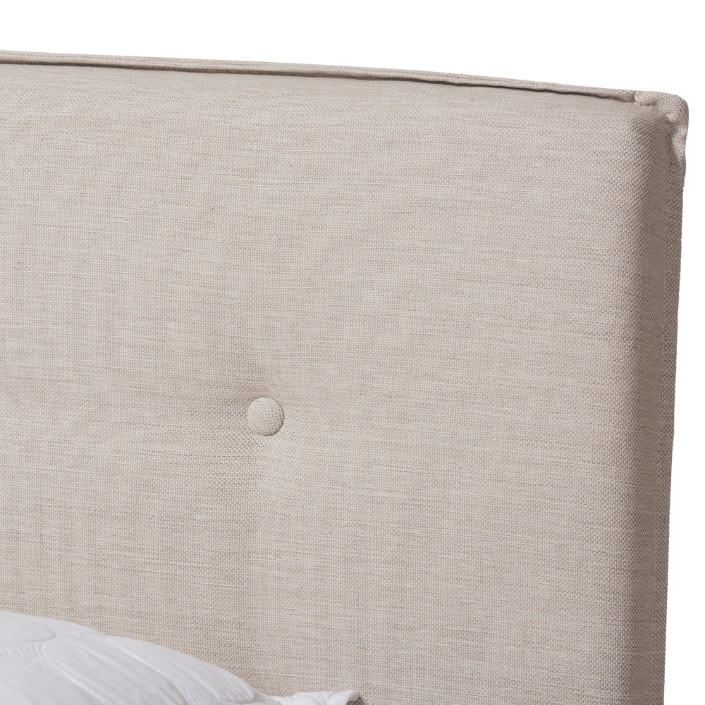 Audrey Light Beige Fabric Upholstered King Size Bed