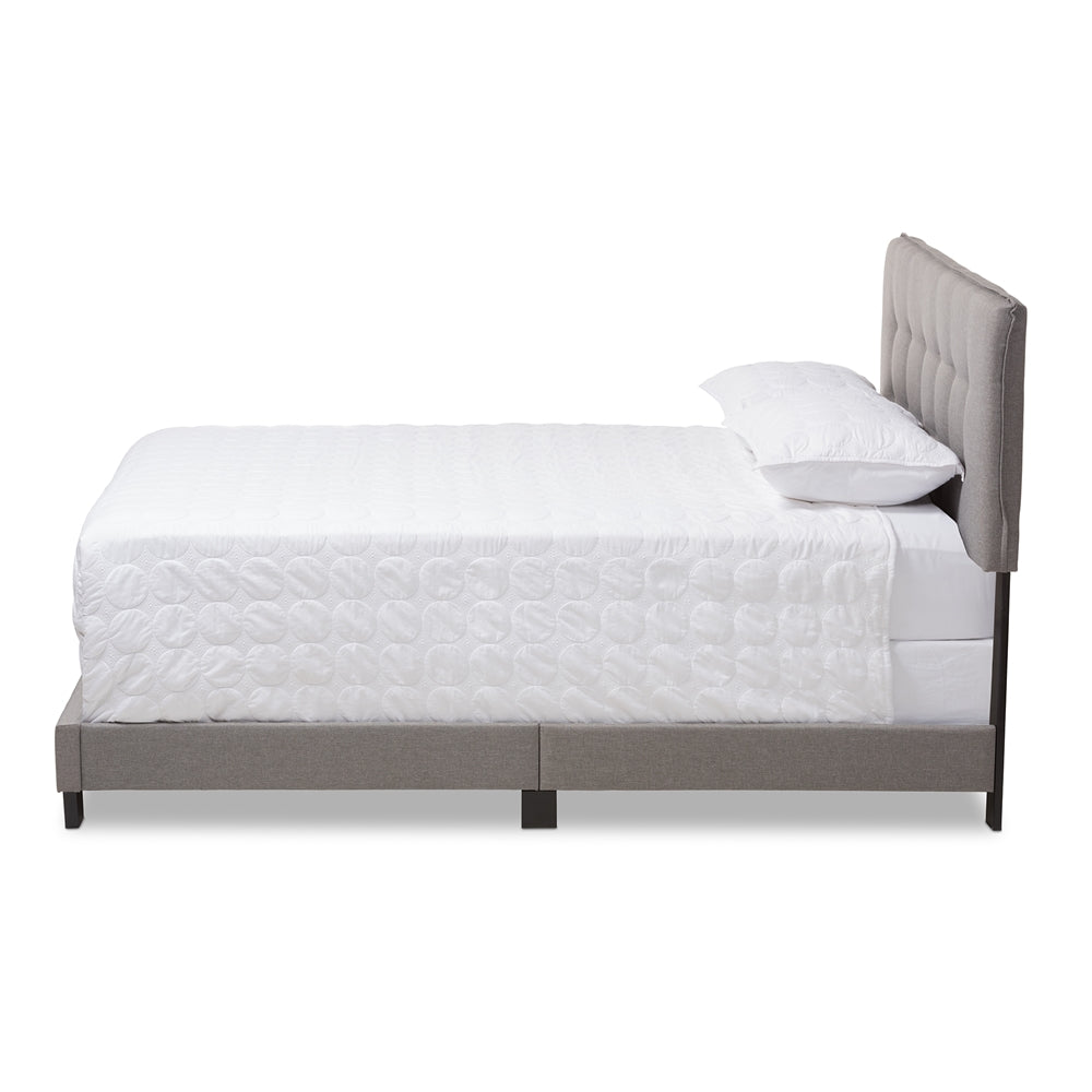 Audrey Light Grey Fabric Upholstered Queen Size Bed