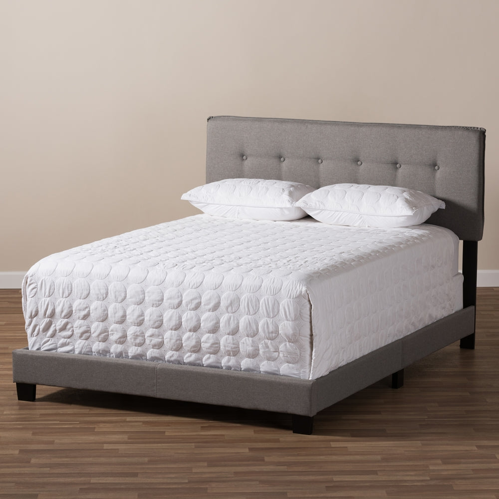 Audrey Light Grey Fabric Upholstered Queen Size Bed